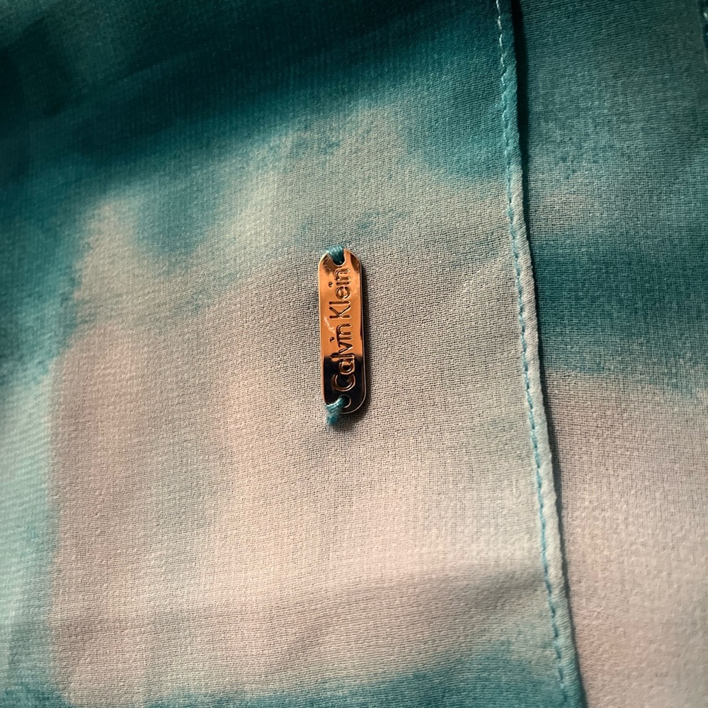 Teal and White Calvin Klein shawl shrug - Picture 2 of 8